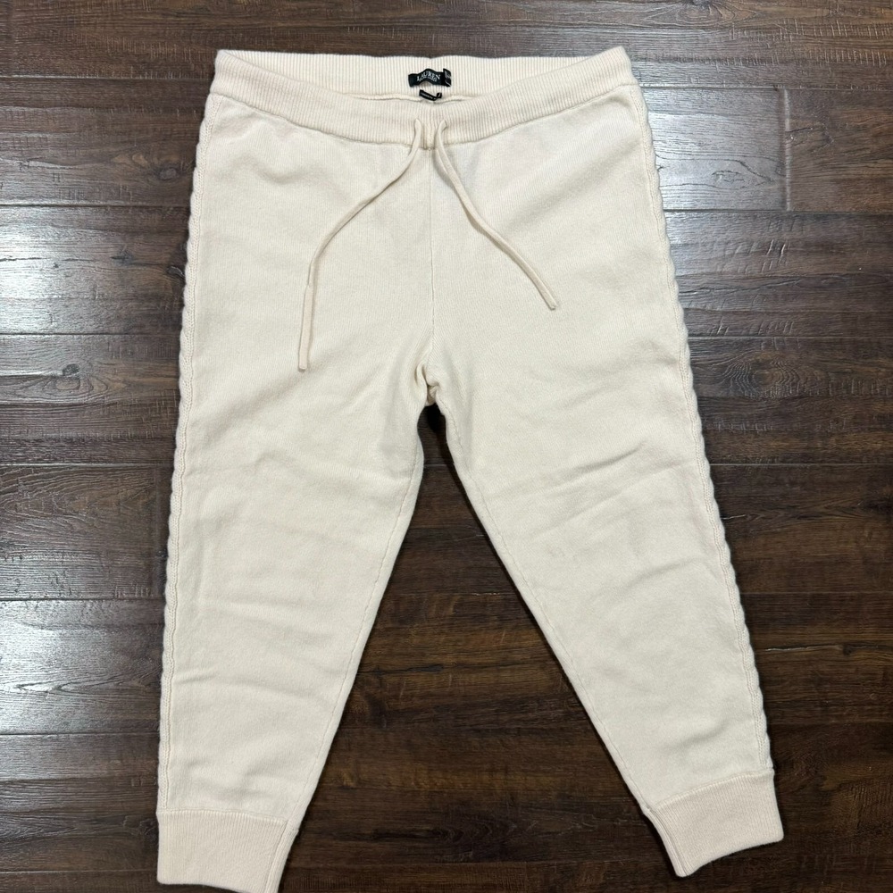 Lauren Ralph Lauren Women's Jogger Pants Cashmere Blend Drawstring Cream Size 1X